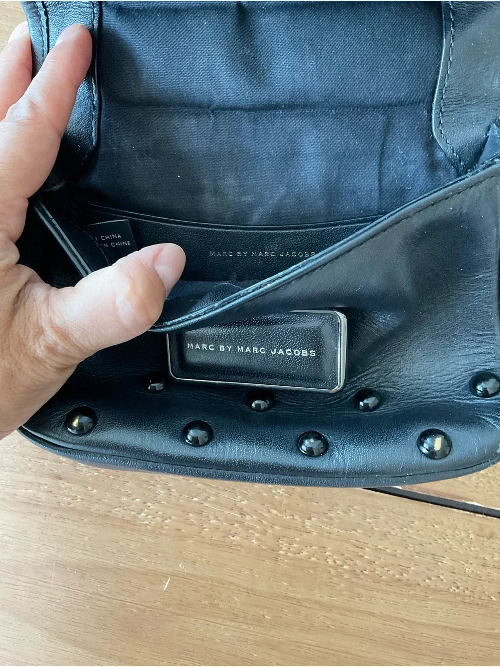 Marc by Marc Jacobs Black Studded Leather Chain Crossbody Shoulder Bag